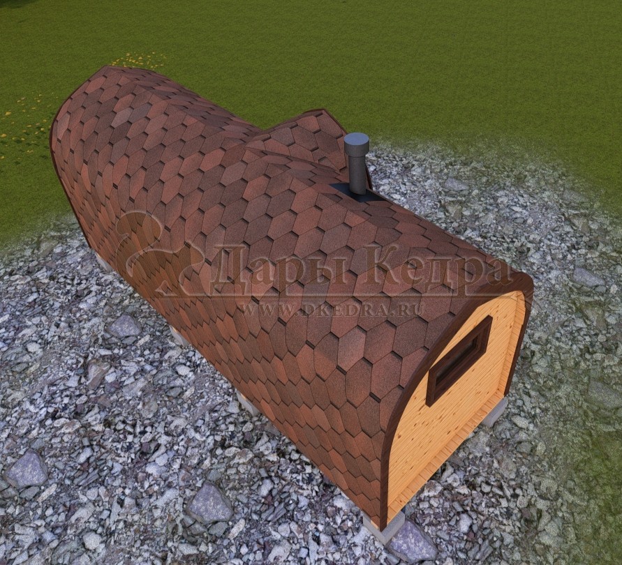 Баня «Викинг» из кедра 6х2,35 м с боковым входом